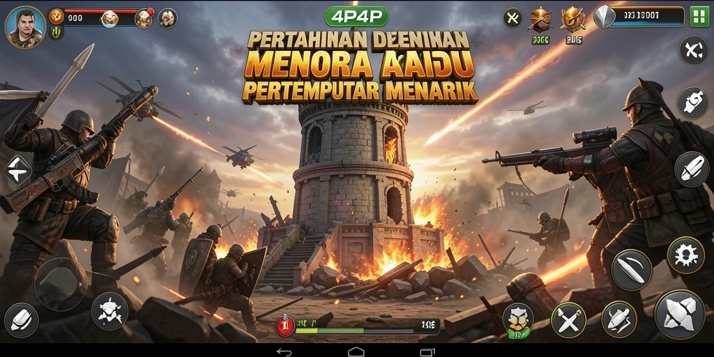 Gameplay 4P4P yang mendebarkan dengan menara yang siap bertahan.