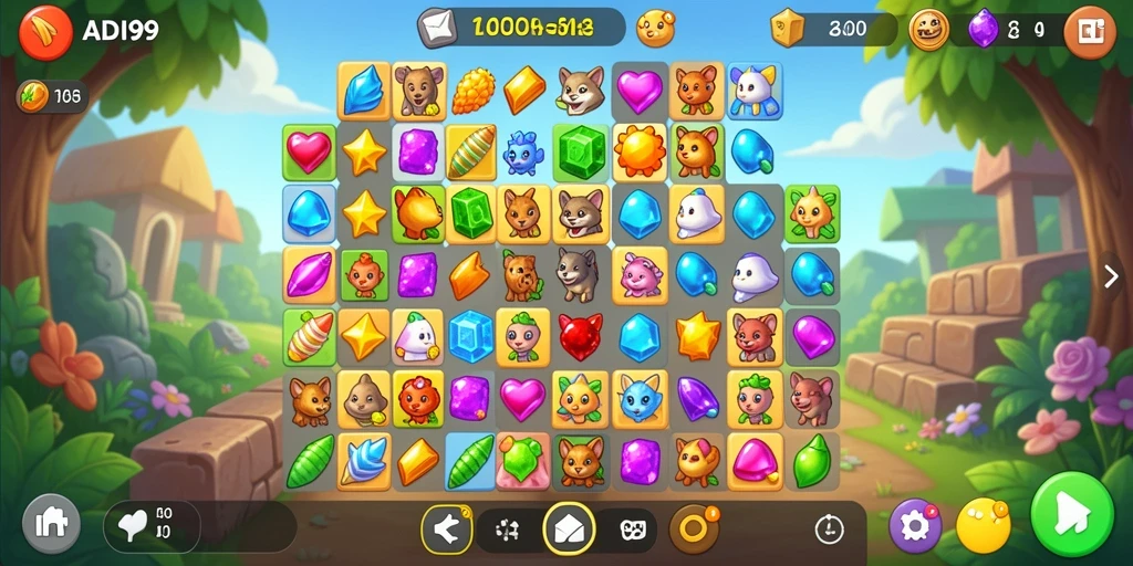 Tampilan gameplay seru di game Match-3 ADI99.