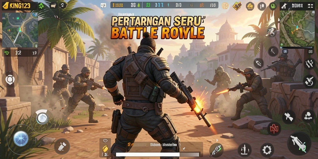 Tangkapan layar intens pertempuran Battle Royale di KING123.