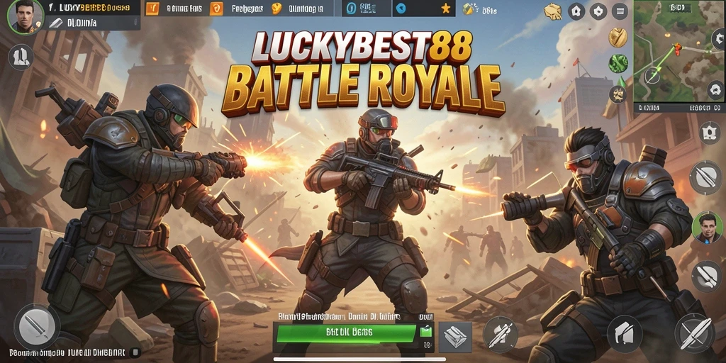 Tangkapan layar gameplay mendebarkan dari LUCKYBEST88 dalam pertempuran Battle Royale.
