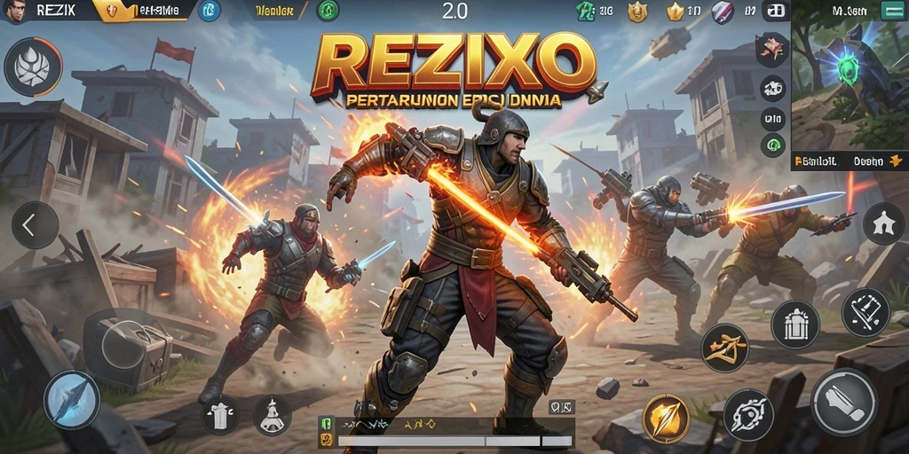 Tampilan gameplay seru dan serangan mendebarkan di REZIXO.